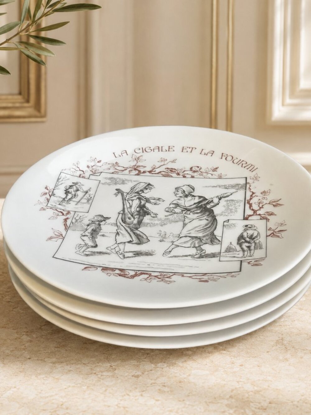 4 Vintage Porcelaines Champs-Élysées Paris France Collectors Plates